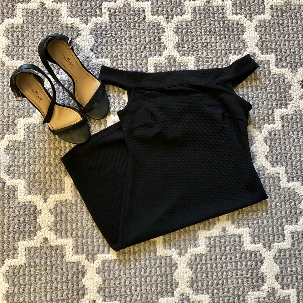 Off-the-shoulder Black Mini Dress